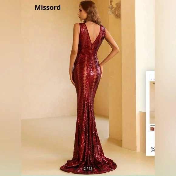 Dresses | Burgundy Red Deep V Neck Bodycon Dress | Poshmark